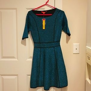 Catherine Malandrino Dress Holland Knit NWT black/topaz. Size S stardust